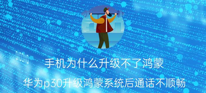 手机为什么升级不了鸿蒙 华为p30升级鸿蒙系统后通话不顺畅？